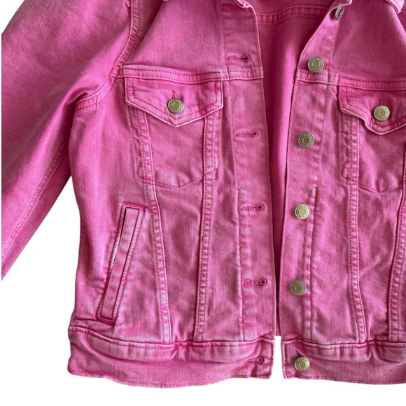 GAP X BARBIE Adult Pink Puff Sleeve Icon Denim Jacket Size Xsmall - Picture 3 of 12